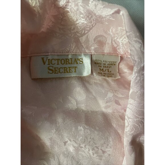Victorias Secret Gold Label  Women Vintage Pink Satin Paisley Button Up Shirt M - Picture 5 of 8